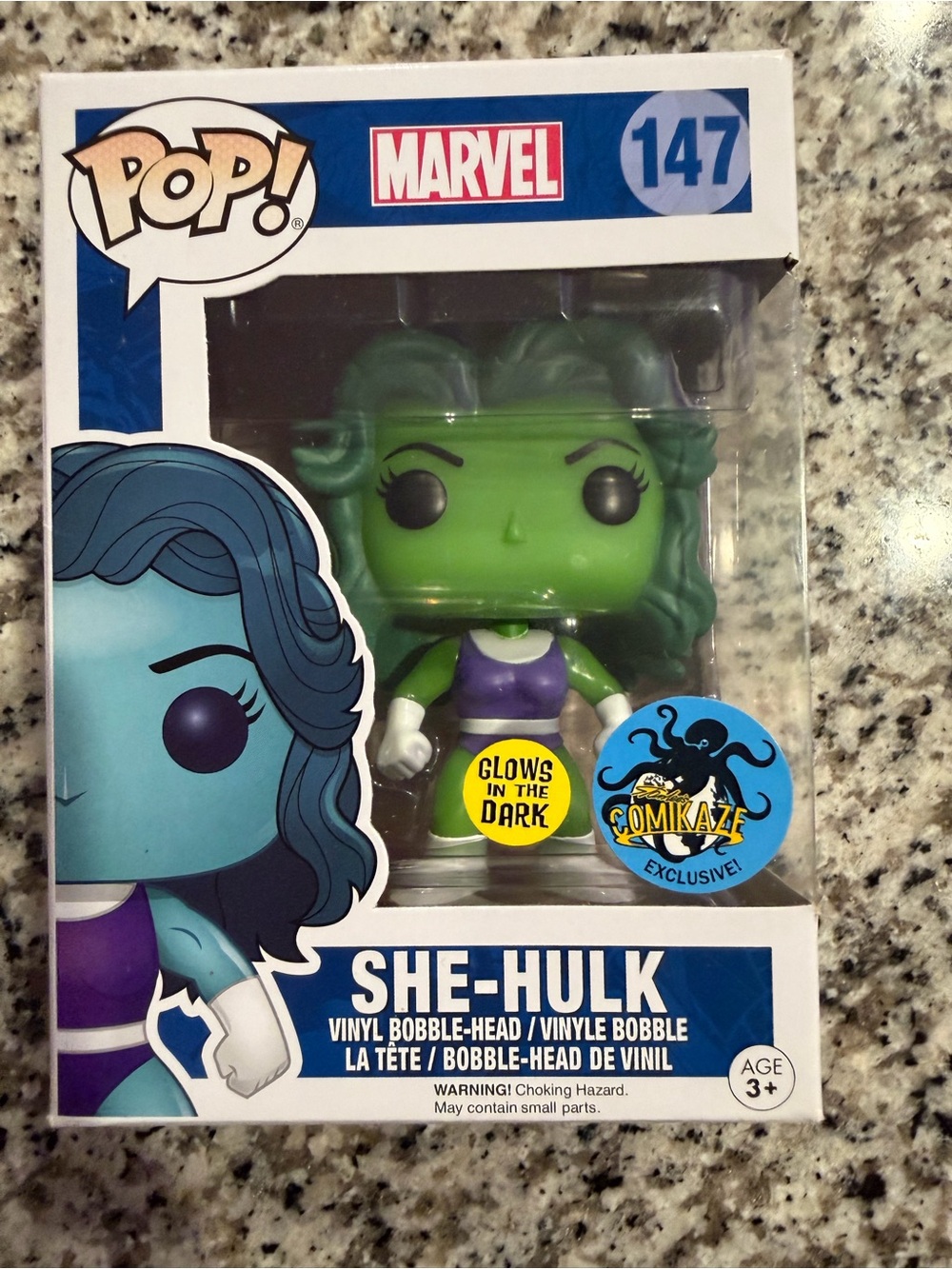 Funko Pop! Marvel #147 She-Hulk Bobble-Head Comikaze Exclusive Glow in the Dark